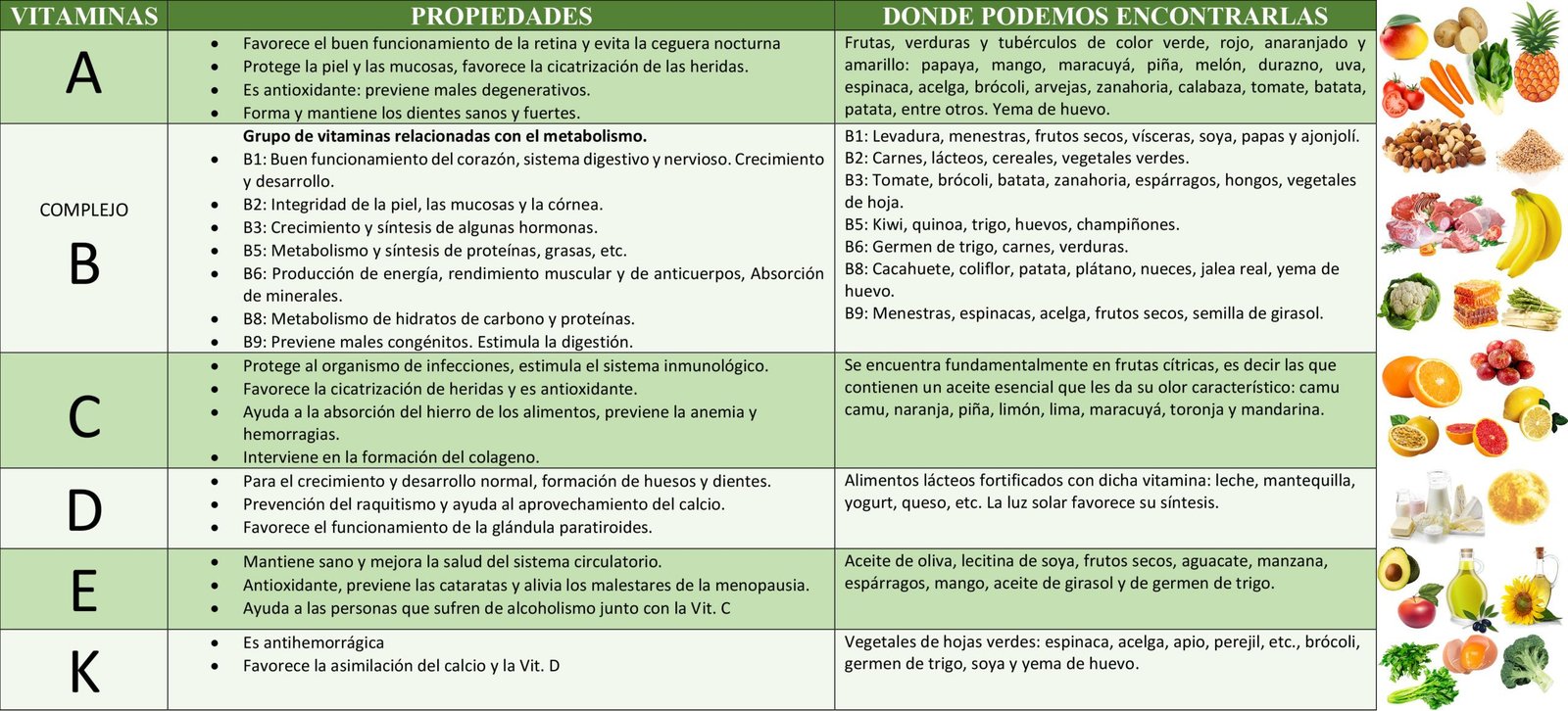 tipos de vitaminas
