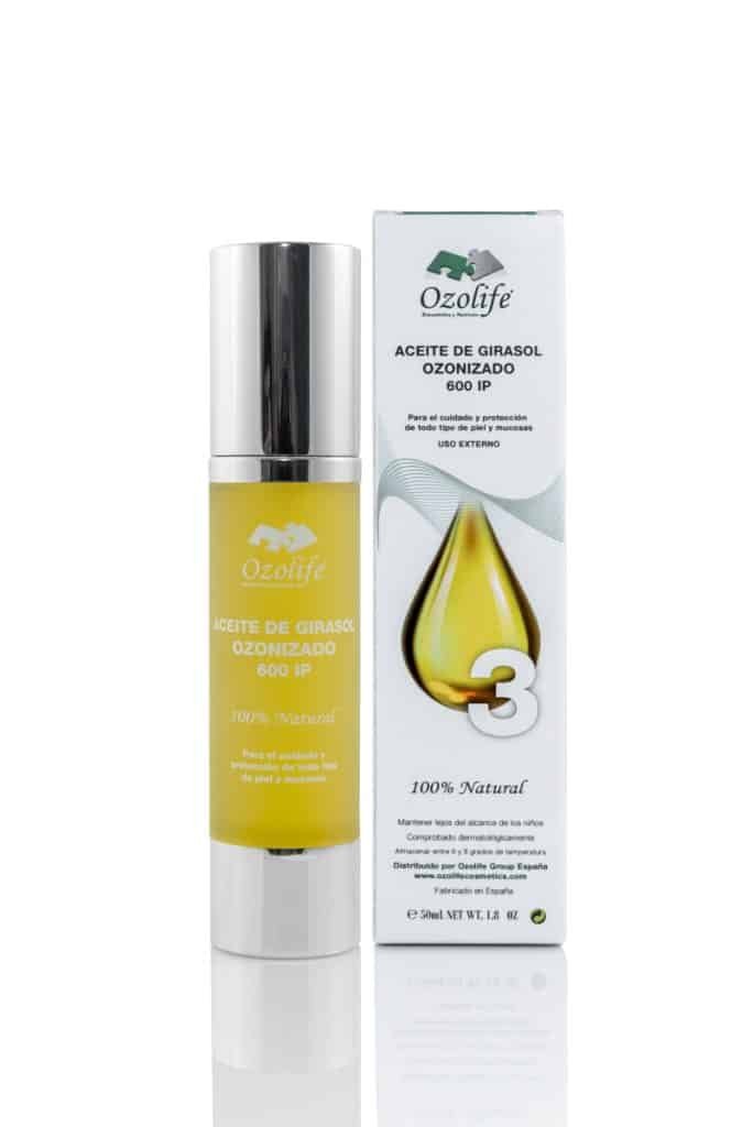 Frasco de aceite de girasol ozonizado OzoLife
