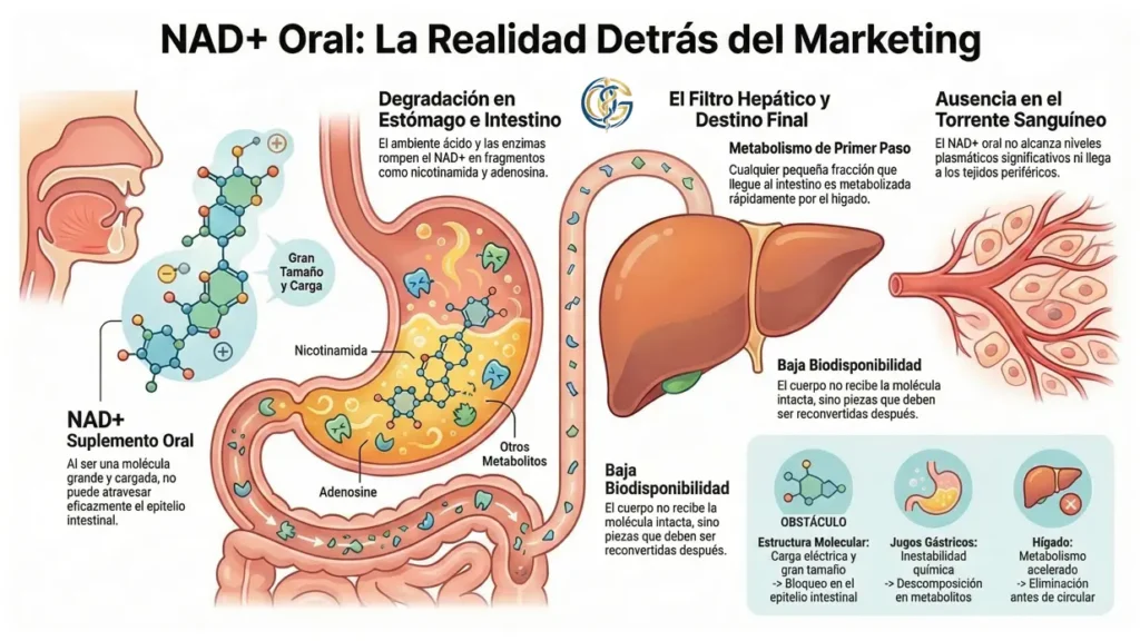 NAD+ por vía oral frente a precursores como el Cloruro de Nicotinamida Ribósido